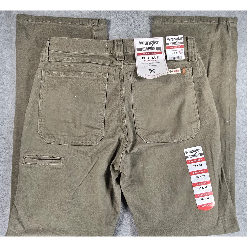 Wrangler Riggs Workwear Work Pant Womens 10x32 Brown Canvas Utility Straight Leg